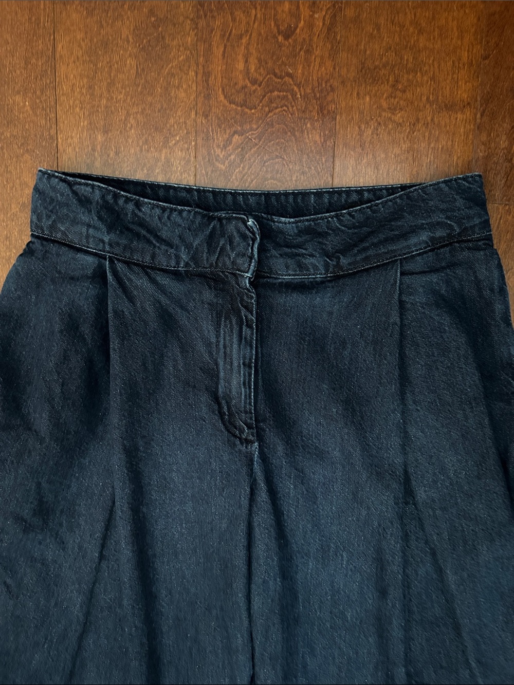 Zara Dark Blue Wide-Leg Pleated Culotte Jeans, Size 6 - Picture 6 of 14